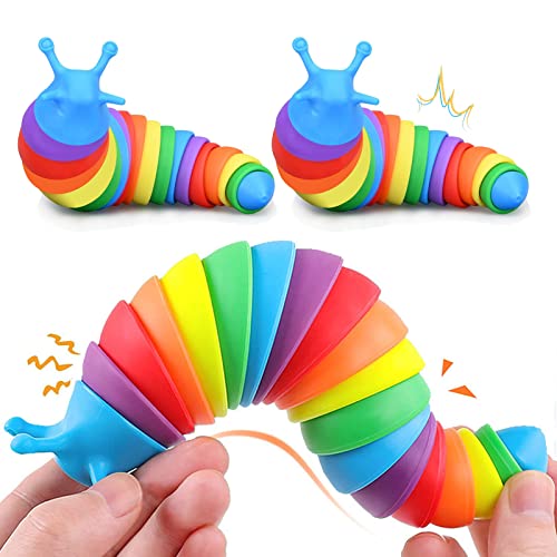 Yolistar 2 Stück Fidgets Slug Spielzeug,Lustige Flexible Kreatives Schneckenspielzeug für Kinder Erwachsene,Flexible Dekompressionsschnecke zum Entspannen,Garten Ornament von Yolistar