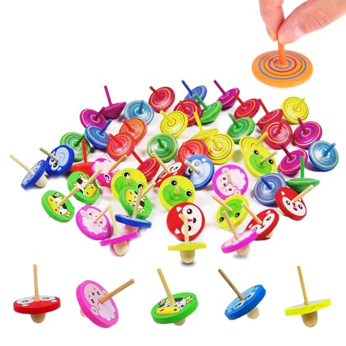 Yolistar 50 Stück Holzkreisel für Kinder, Kreisel aus Holz Mitgebsel Kindergeburtstag Perfekt als Kindergeschenk Partydekoration Freizeitspielzeug (Colour Random) von Yolistar