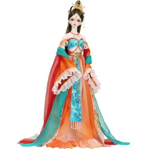 YolvRy 1/3 BJD Doll Clothes - Chinesisches Hanfu Kleid für 60 cm große Puppen - Rot - Inkl. Chinesischer Hanfu Anzug - Traditionelle chinesische Theme von YolvRy