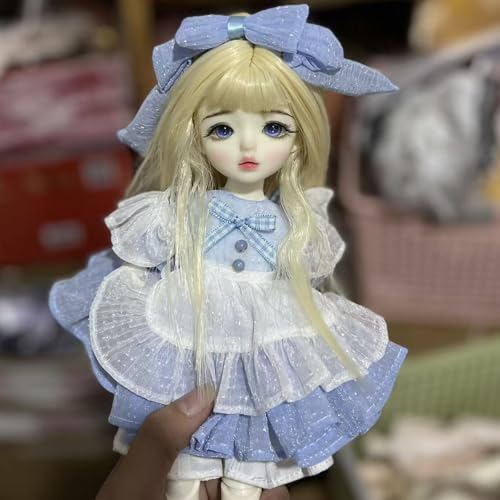 BJD Dolls 1/6 Handmade Cute Make Up 12 Inch BJD Doll Ball Jointed Doll Movable Joint Doll, Gift for Girls Kids Children (Lanmei) von YolvRy