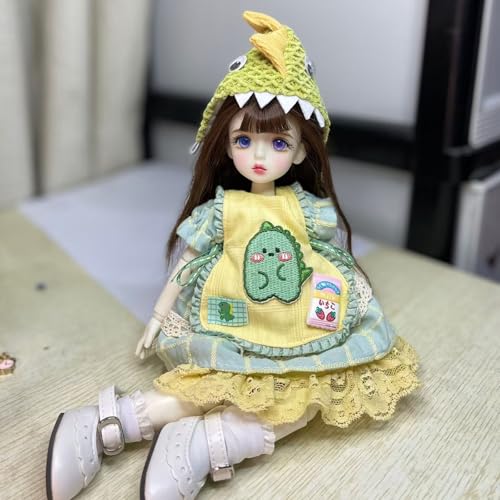 BJD Dolls 1/6 Handmade Cute Make Up 12 Inch BJD Doll Ball Jointed Doll Movable Joint Doll, Gift for Girls Kids Children (konglong) von YolvRy