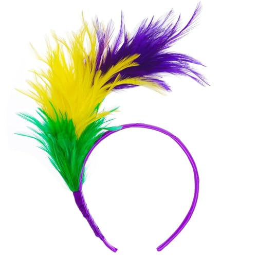 20er Jahre Stirnband Feder Haarreif Haarband Fascinator Feather Headband Kopfbedeckung für Karneval Vinatge Party Cosplay Halloween (3 colors) (Gelb Grün Lila) von Yolyoo