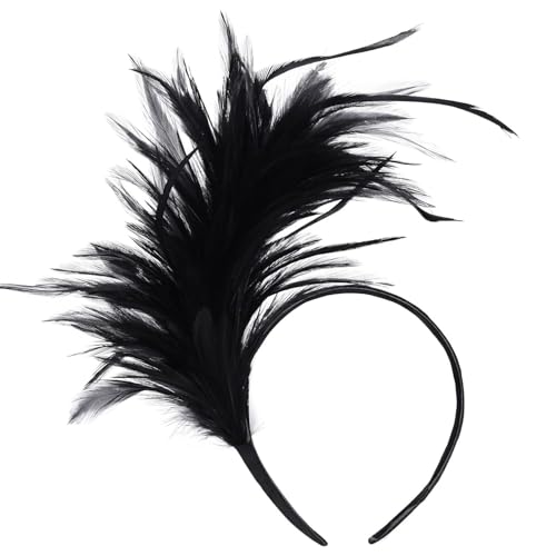 20er Jahre Stirnband Feder Haarreif Haarband Fascinator Feather Headband Kopfbedeckung für Karneval Vinatge Party Cosplay Halloween (3 colors) (Schwarz) von Yolyoo