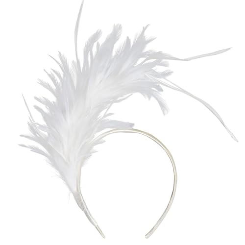 20er Jahre Stirnband Feder Haarreif Haarband Fascinator Feather Headband Kopfbedeckung für Karneval Vinatge Party Cosplay Halloween (3 colors) (Weiß) von Yolyoo