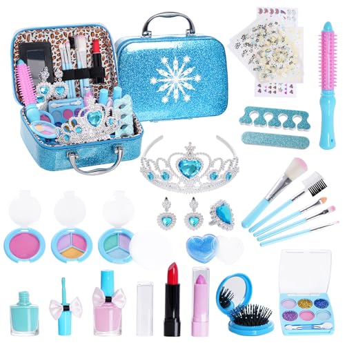 Yolyoo Kinderschminke Set Mädchen Waschbar Schminke Kinder Makeup Set mit Schminkkoffer Nicht giftige Real Make-up Set für Mädchen Kleinkinder Kosmetik Kits für Kind 5 6 7 8 9 10 Jahre von Yolyoo