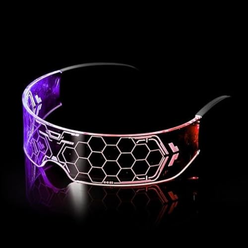 Yomaido 7-Color Cyberpunk LED Brille,LED Leuchtende Brille, Neon Brille Rave Brille,Festival Cool Stuff für Cyberpunk Cosplay, Bar, Club, Partybrille von Yomaido