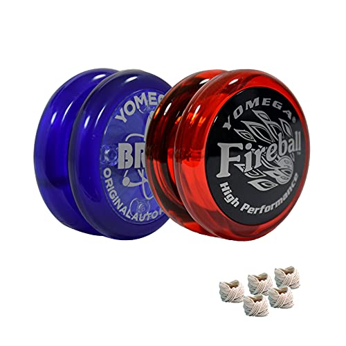 Yomega 2 Legendary Spinners The Original Yoyo with A Brain and Fireball Transaxle Yo-Yo. Beginner, Intermediate and Pro Level String Trick Play. Includes 5 Extra Strings (Fireball-Brain-Dark-Blue-Red) von Yomega