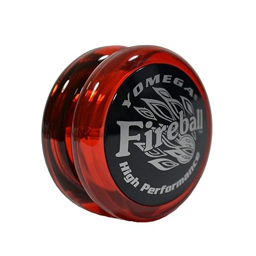 Yomega Fireball YoYo – leistungsstarkes, reaktionsfreudiges Transaxley-Yoyo, ideal für Saitentricks für fortgeschrittene Spieler wie Profis + extra 2 Jo-Jo-Saiten und 3 Monate Garantie (dunkelrot) von Yomega