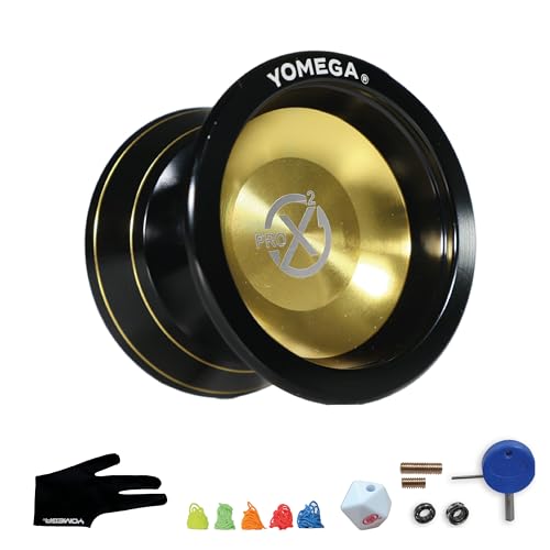 Yomega Pro x2 – Pro Level Aluminum Yoyo for Advance Players – Wing Shaped, C Size Ball Bearing with Adjustable Responsive/Nonresponsive Play + 3 Month Warranty (Gold) von Yomega