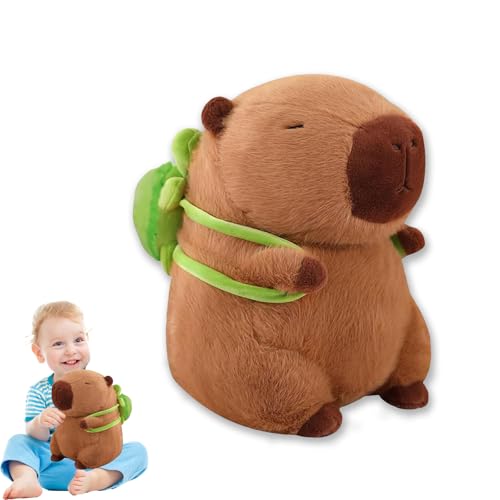 YongSral Capybara Plüschtier, Capybara Kuscheltier, Wasserschwein Plüschtier, Wasserschwein Kuscheltier, Capybara Tragende Schildkröte, Capybara Plush Toy, Plushies für Mädchen und Jungen (35CM) von YongSral