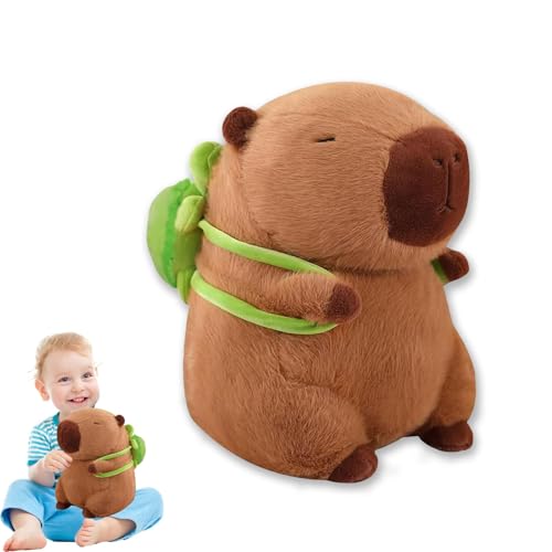 YongSral Capybara Plüschtier, Capybara Kuscheltier, Wasserschwein Plüschtier, Wasserschwein Kuscheltier, Capybara Tragende Schildkröte, Capybara Plush Toy, Plushies für Mädchen und Jungen (45CM) von YongSral