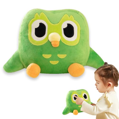 YongSral Duolingo Kuscheltier, 20CM Cartoon Grüne Eule Plüschtier, Eule Kuscheltier, Duolingo Plush, Green Owl Plush Toy, Duolingo Plüschtier, Geschenke für Jungen, Mädchen, Kinder, Erwachsene von YongSral