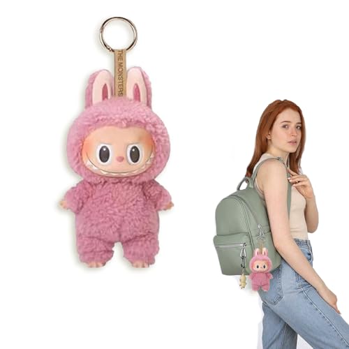 YongSral Labubu Monster Keychain, Labubu Plush Keychain, Labubu Plüsch Schlüsselanhänger, Labubu Kuscheltier, Labubu Plüsch Anhänger, Labubu Plush Doll, Geschenke für Jungen und Mädchen (Rosa) von YongSral