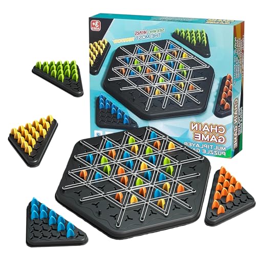 YongSral Geometrisches Schachspiel, Triggle Spiel, Ketten Dreieck Schachspiel, Chain Triangle Chess Game, Spiel mit Gummibändern Dreieck, Chain Triangle Game,Dreiecksschach-Brettspiel für 2-4 Personen von YongSral