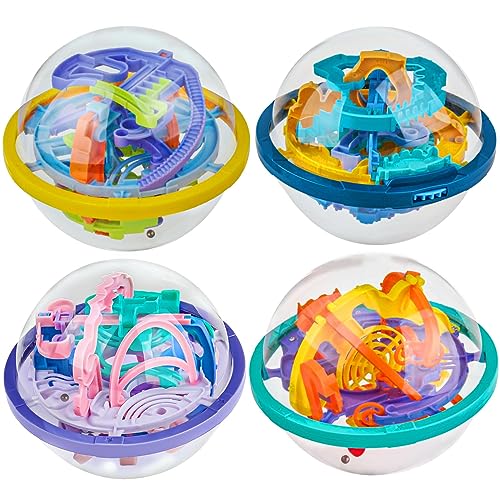 YongnKids 3D Labyrinth Puzzle Ball für Kinder und Erwachsene, 4 Stück, Herausforderung für Gehirn Labyrinth Puzzle Spiele Schwerkraft Ball Spielzeug für Familie Party Aktivität, Schwerkraft Spiel von YongnKids