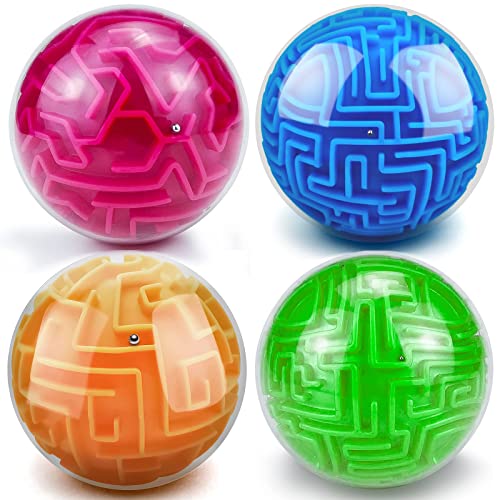 YongnKids Labyrinth Kugel für Kinder 4 Pcs Set Challenge Brain Mind Games, 3D Puzzle Labyrinth Ball Spiele für Kinder und Erwachsene, Geschenk Junge 6-12 Jahre von YongnKids