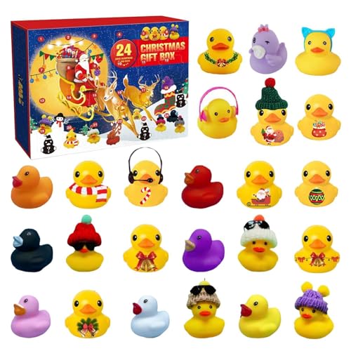 Adventskalender Enten 2024, Adventskalender 2024 Kinder, 24 Weihnachten Quietscheenten Enten Weihnachts Enten Adventskalender Weihnachts Kleine Gelbe Ente Set Für jungens Mädche von Yonuaret