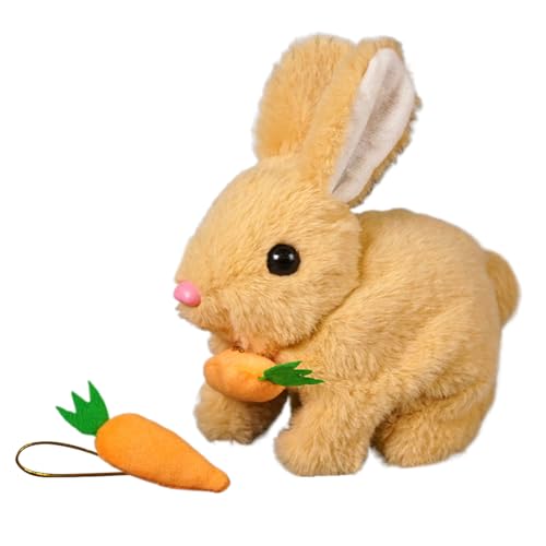 My Realistic Bunny Toy, Interaktives Hasens Kuscheltier 2025 Neu Hüpfendes Kaninchen, Entzückende plush Puppe,Interaktives Plüsch hasens Spielzeug ostern Sprechende Tierpuppe Für jungens, Mädchen von Yonuaret