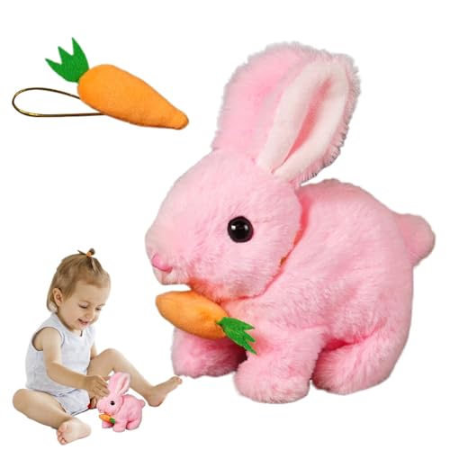 My Realistic Bunny Toy, Interaktives Hasens Kuscheltier 2025 Neu Hüpfendes Kaninchen, Entzückende plush Puppe,Interaktives Plüsch hasens Spielzeug ostern Sprechende Tierpuppe Für jungens, Mädchen von Yonuaret