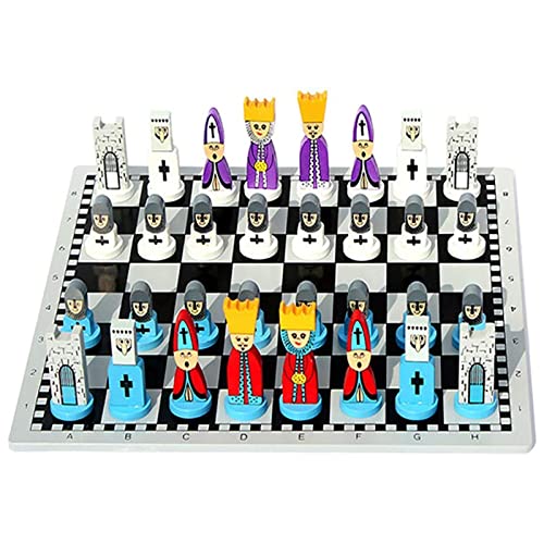 Schachspiel Kinder Aus, Schachspiel Mit Cartoon Puppe Tragbare Schachbrett, Chess Board Reisebrettspiele Aus Schach Set Für Kinder Und Erwachsene,30,2x30,2 cm von Yonuaret