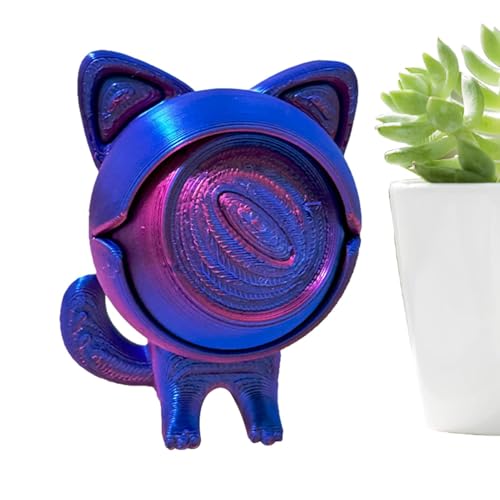 Yonuaret 3D Gedruckte Tiere, 3D Gedruckter Spielzeuge Fidget Toy Katzenaugen Können Sich Frei Drehen Einäugige Katzenskulptur, Ausrüstung Sensorisch Spielzeug Für Erwachsene Kinder,6.5cm von Yonuaret