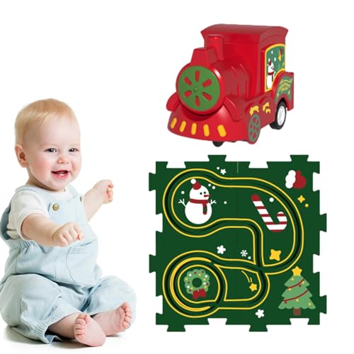 Yonuaret Kinder-Puzzle-Eisenbahnwagen-Spielset,Puzzle-Spielzeug-Eisenbahnwagen - Elektro-Gleiswagen-Set, Gleis-Spielset zusammenbauen - Spielzeug-Straßenbauer-Matten-Eisenbahnauto zum Geburtstag bauen von Yonuaret