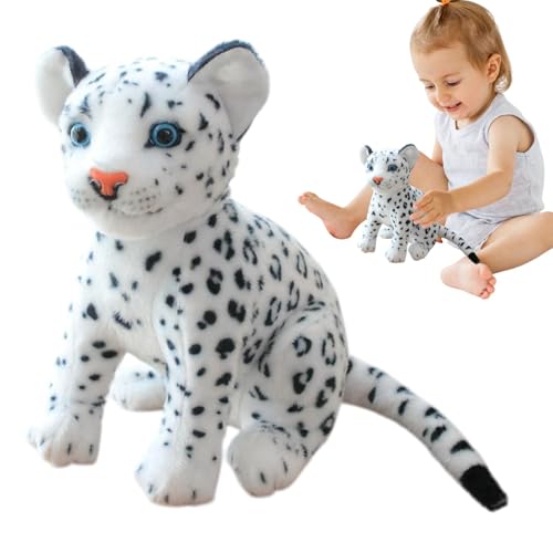 Yonuaret Plüschtier Schneeleopard,23 cm Realistisch Gestaltetes Plüschtier, Plüsch Leopard Sitzen Super Weiches, Lebensecht Gestaltetes Plüschtier Tier Puppe Spielzeug Für Kinder Mädchen jungens von Yonuaret