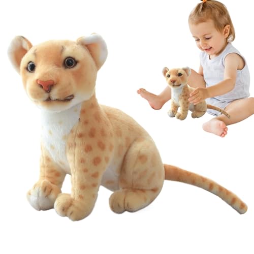 Yonuaret Plüschtier Schneeleopard,23 cm Realistisch Gestaltetes Plüschtier, Plüsch Leopard Sitzen Super Weiches, Lebensecht Gestaltetes Plüschtier Tier Puppe Spielzeug Für Kinder Mädchen jungens von Yonuaret