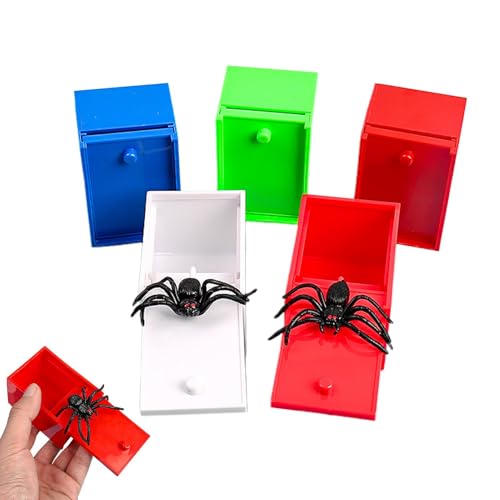 Yonuaret Spinne In Box, 5 Stück Spinne Streich Box, Scherzartikel Zum Erschrecken Lustig Spinne In Einer Kiste Spielzeug Streich Spinne Spinnen Prank Box Für Kinder Erwachsene von Yonuaret