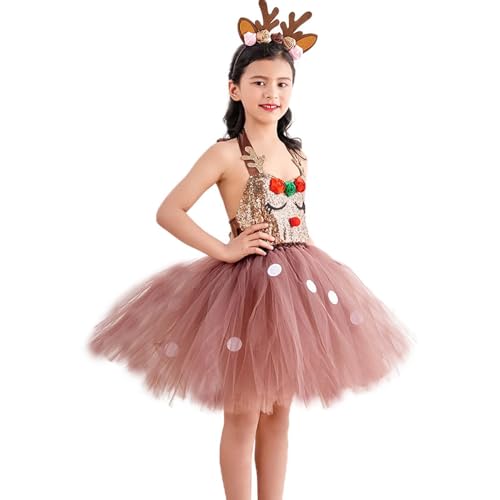 Yonuaret Weihnachts-Elchkleid, Weihnachts-Tutu-Tanzrock, Feiertags-Rollenspiel-Maskerade-Party-Requisiten, ausgefallenes Cosplay-Outfit-Zubehör von Yonuaret