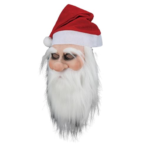 Yonuaret Weihnachtsmann Latexmaske, Weihnachtsmann Maske Mit Bart Und Rotem Hut Nikolausmaske Mit Rauschebart Weihnachtsmannmaske Nikolaus Maske Karnevalsmaske Kostüm Für Weihnachten Cosplay von Yonuaret