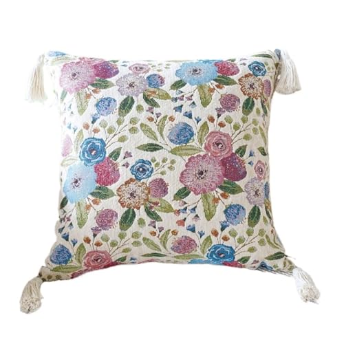 YonyonFoEU Cartoon-Kissen Pflanze Blume Jacquard Kissenbezug Wohnzimmer Sofa Kissen Quaste Anhänger Quaste Kissen Nachttisch Kissen Kissen(F) von YonyonFoEU