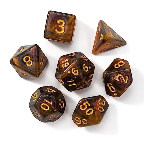 Yooghuge 7 Teile/Satz Polyhedral Acryl Würfel Multi Faceted Verschiedene Formen Digitale Spiel Würfel Für Club Party Familie Brettspiel Requisiten von Yooghuge