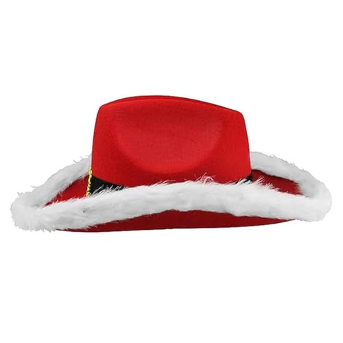 Yooghuge Weihnachten Santa Hut Country Western Cowgirl Hut Federn Cowboy Hut Für Party Foto Requisiten Headwaer Geschenke Western Cowgirl Hüte Für Frauen von Yooghuge