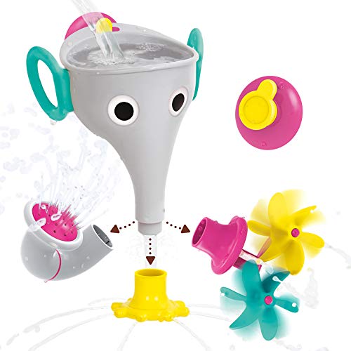 Yookidoo FunEleFun Fill 'N' Sprinkle Badespielzeug EIN Elefantenstamm Trichter Kleinkinder Spielen mit 3 austauschbaren Stamm-Accessoires, die Sich drehen, drehen und streuen, fördert Kinder von Yookidoo