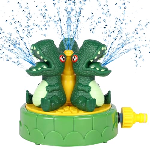 Yoolhamy Dinosaurier Wassersprinkler Kinder, Wasserspielzeug Outdoor Garten für Kleinkinder Wasser Spielen Sprinkler Sommer Spielzeug fügt Gartenschlauch für 3-10 Jahre (Dark Green) von Yoolhamy