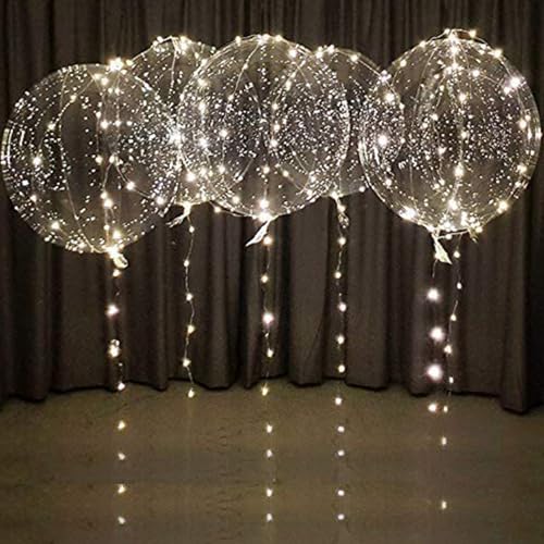 Yootiko 18 Stück Bobo Klar Luftballons, 18 Zoll LED Leuchtende Luftballons Befüllbar mit Konfetti Helium LED Lichterketten C Transparent Ballons für Geburtstag Hochzeit Party Dekoration von Yootiko