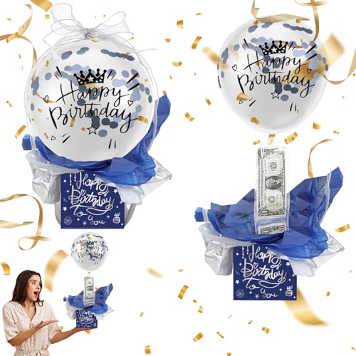 Yootiko Geld Ballon Box für Geldgeschenke, Lustig Happy Birthday Überraschungsset mit Ballon Band Ballon Halter Pull Money Balloon Box Herausziehbare Geschenke für Freundin Ehefrau von Yootiko