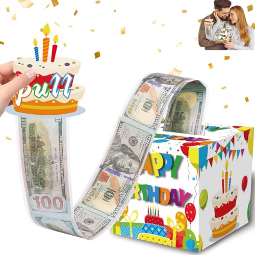 Yootiko Geld Box für Geldgeschenke, Lustig Happy Birthday Überraschungsset mit Band Halter Pull Money Box Herausziehbare Geschenke für Freundin Ehefrau von Yootiko