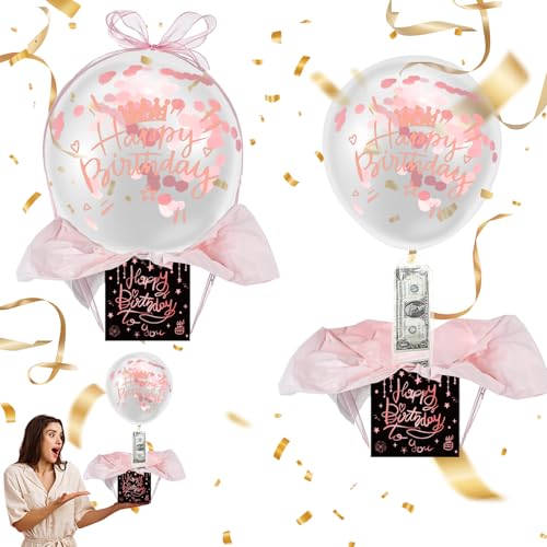 Yootiko Geldgeschenke Geburtstag üBerraschungsbox Luftballons,Geld Ballon Box mit Ballon Band Ballon Halter Pull Money Balloon Box Herausziehbare Geschenke für Freundin Ehefrau von Yootiko