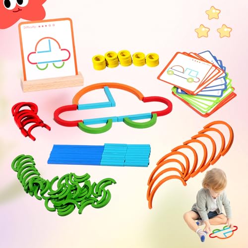 Yootiko Kreatives Holzpuzzle Formanpassungsspiel,Montessori Spielzeug ab 3 Hölzerne Muster Blöcke Set Lernspiele Pädagogisches Puzzle Geburtstag Holzpuzzles Geschenk für Jungen Mädchen 3-6 Jahre von Yootiko