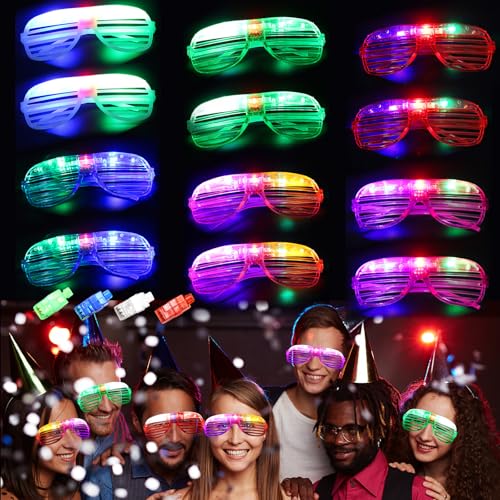 Yootiko LED Brille Neon Partybrille,LED Leuchtbrille Partybrille mit Fingerlicht LED Party Ringe LED Leuchtbrille Flashing Partybrille Zubehör Kindergeschenk für Weihnachts Karneval Neujahr Partei von Yootiko