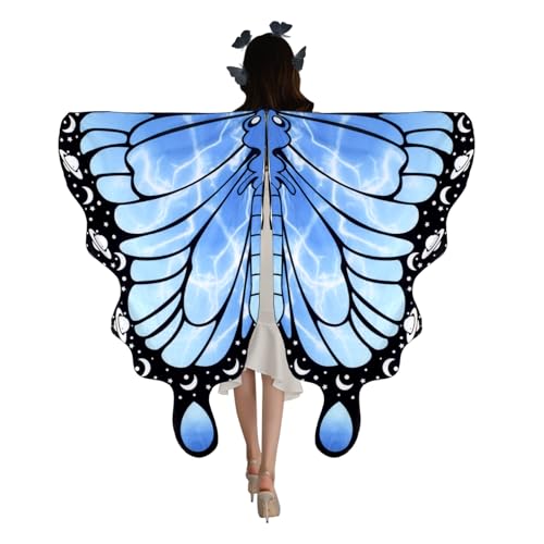 Yootiko Schmetterling Kostüm für Damen, 2 Teiliges Schmetterling Kostüm Erwachsene Halloween Kostüm Damen Schmetterlingsflügel Erwachsene Schmetterling Umhang Stirnband für Weihnachten Karneval Party von Yootiko