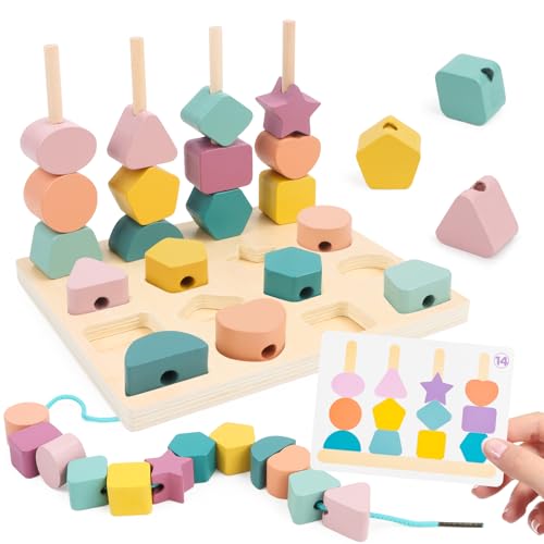 Yooyan Montessori Spielzeug ab 3 4 5 Jahre, Steckspiel Fädelspiel Bausteine, Holz Stapelspiel, Sortierspiel Lernspiele Geschenk für Baby Jungen Mädchen Yooyan Montessori Spielzeug ab 3 4 5 Jahre, Steckspiel Fädelspiel Bausteine, Holz Stapelspiel, Sortierspiel Lernspiele Geschenk für Baby Jungen Mädchen von Yooyan