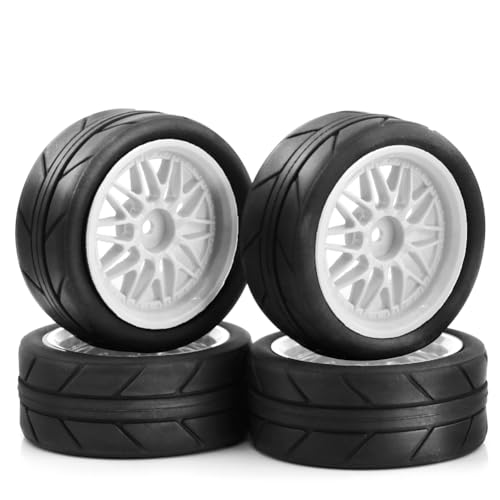 Yopeissn 1/10 RC Drift Reifen 65 mm auf StraßEnrennwagenräDern Reifen für TT01 TT02 XV01 XV02 PTG-2, Weiß von Yopeissn