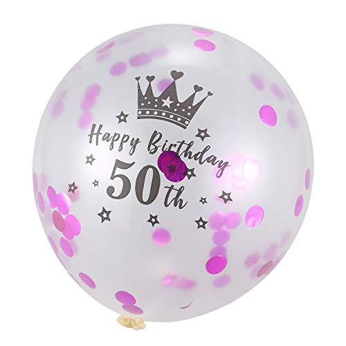 Yopeissn 5 Stücke 12 Konfetti Ballons Latex Rose Rot Geburtstag Ballons 50 Jahre Jahre Jubiläum Hochzeit Party Dekoration von Yopeissn