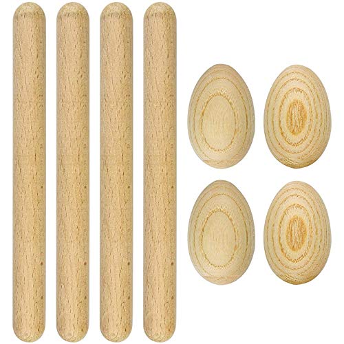 Yopeissn 8-Teiliges Musikalisches Schlaginstrument, EinschließLich 4-Teiliger Musikalischer Rhythmus-Sticks Wood Claves und 4-Teiliger Wood Egg Shaker von Yopeissn