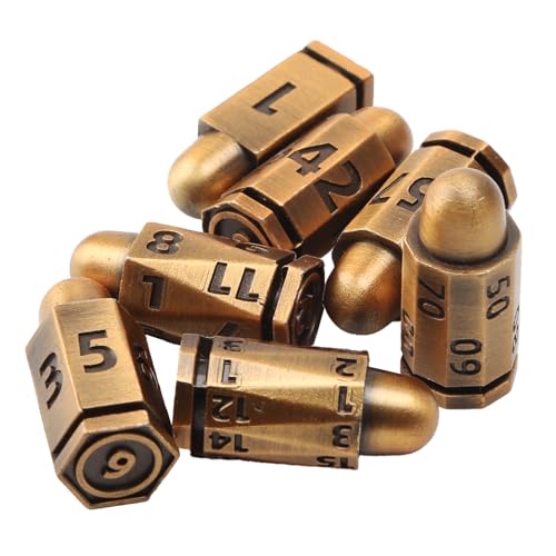 Yopption Bullet Würfel Set Metall, DND Dice Set 7 Stück, Dungeons and Dragons Würfel, Polyedrische Würfel Set D&D für Rollenspiele, Pathfinder, Dungeons and Dragons DND RPG MTG Tischspiele(Gold) von Yopption