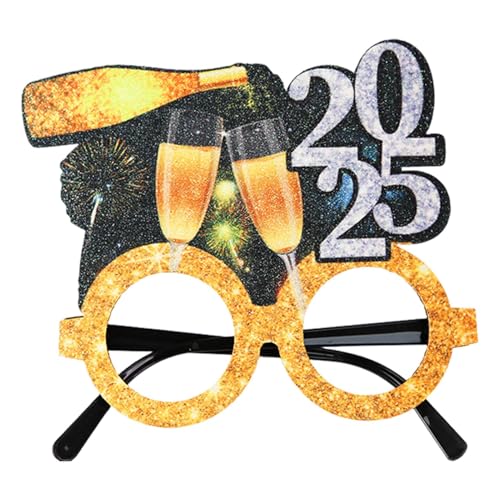 Yorajuy 2025 Neujahrsparty-Brille – Glitzer-Neujahrsbrille aus Papier für Partys, kreative Kostüm-Brille, Neujahrsparty-Zubehör für Damen und Herren von Yorajuy