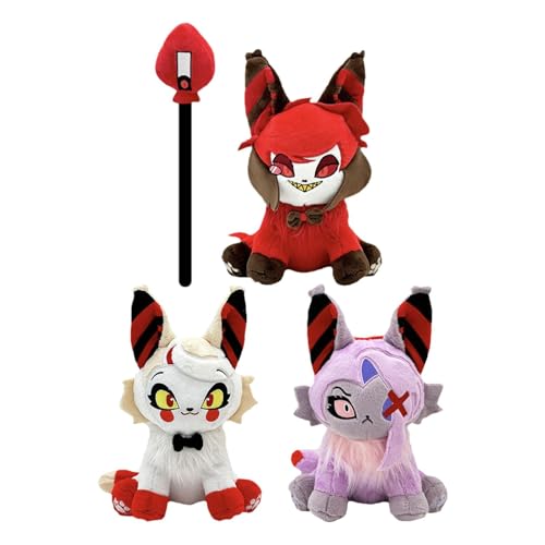 Yorajuy Hazbin-Hotel Plush, Husk Meow Plush, Husk Meow Figur Kissenspielzeug, Alastor Plüsch Hazins Hotel Puppe, Husk Meow Plüscachsene, Heimdekoration von Yorajuy